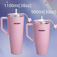 Bouteille isotherme moderne en acier inoxydable avec poignée et couvercle, à double étanchéité et base silencieuse, avec prise en main ergonomique, idéale pour les cadeaux d'affaires