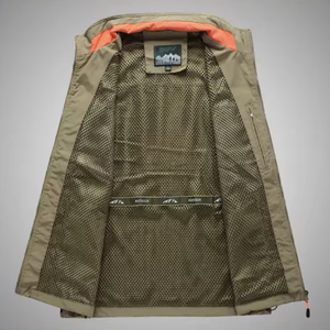 Vendita gilet <span class=keywords><strong>Casual</strong></span> da <span class=keywords><strong>uomo</strong></span> Multi-tasca Outdoor fotografia gilet da pesca giacca in tela traspirante chiusura a cerniera per la primavera - Product Image 3