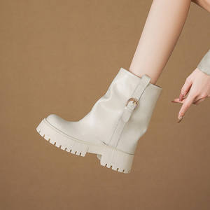 Botas de Moda Retro Coreanas Otoño-Invierno 2025, Botines de Tacón Alto con Hebilla y Punta Redonda - Product Image 5