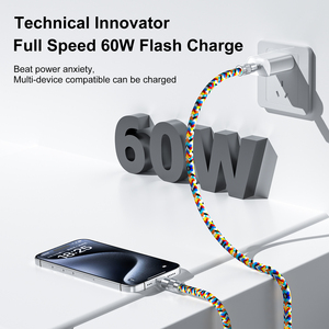 สาย PD60w ข้อมูลสำหรับโทรศัพท์แบบพกพา2อิน1, สายคล้องคอสายไนลอนสำหรับถ่ายโอนข้อมูลสามารถใช้กับคอมพิวเตอร์ได้อย่างรวดเร็วสามารถกำหนดเอง - Product Image 4