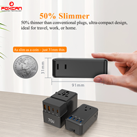 FOXCAN NOUVEAU PD70W GaN Slim Chargeur 3 prises AC Rapide Portable Pliable Adaptateur de Voyage Universel