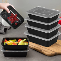 Boîte alimentaire jetable rectangulaire transparente de 1000 ml avec couvercle, en plastique PP, compatible micro-ondes, pour le déjeuner – Vente chaude