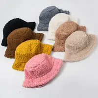 Chapéu de balde para mulheres, atacado da moda 8 cores lisa pele pescador peludo chapéu para mulheres moças outono inverno vestido quente casual