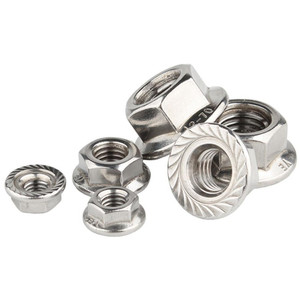 Din6923 M2 M4 M6 M8 M10 M16 <span class=keywords><strong>M20</strong></span> M30 thép carbon hình lục giác mặt bích Nut răng cưa có khía thép không gỉ 304 316 Hex mặt bích NUT - Product Image 1