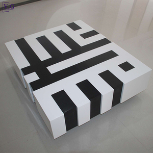 Set Personalizzato di Tavolino da Caffè e Mobile TV in Corian Bianco e Nero, Tavolino Quadrato - Product Image 1