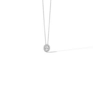 Collier pendentif classique en diamant taille ovale avec halo, fabriqué en or massif 18 carats, bijou élégant pour mariage et fiançailles pour femme - Product Image 3