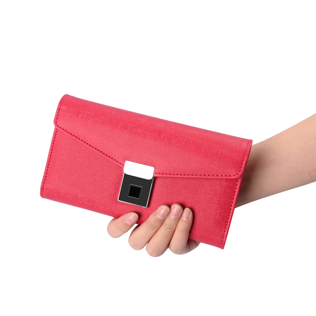 Fingerprint Lock Leather Handbag Wallet with Credit Cards Organizer Bag Smart Mobile Phone case Clutch Bag