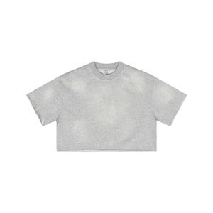 T-shirt court vintage délavé à col ras du cou, coupe ample OEM, 80 % coton 20 % polyester, 300 GSM, poids lourd - Product Image 4