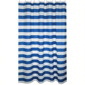 Rideau de douche en polyester Brighton 180x200 cm rayé bleu et blanc, décoration de salle de bain - Product Image 2