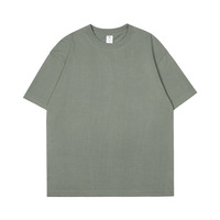 T-shirt blanc ample et respirant pour homme, 230g, en pur coton, imprimé, tricoté, col rond, manches courtes, style streetwear estival, motif uni