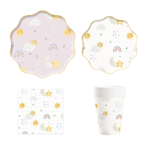 DAMAI Rainbow Tableware <b>Set</b> Rainbow Birthday <b>Dinnerware</b> Disposable Plates Rainbow Party Napkin <b>for</b> Baby Shower Supplies <b>8</b> Guests - Product Image 1