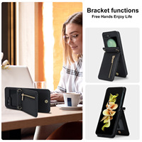 Luxe PU cuir portefeuille fente pour carte couverture arrière Mobile pour Samsung Z Flip 6 fermeture éclair étui Mobile portefeuille pour Samsung Z Flip 5 Flip 4