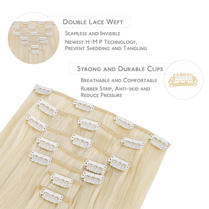 Extensiones de <span class=keywords><strong>cabello</strong></span> humano Remy con clip ligero Rubio crudo alineado con cutícula al por mayor <span class=keywords><strong>cabello</strong></span> natural virgen con altura desde el cuero cabelludo - Product Image 3