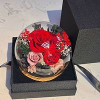 Flor Preservada Real en Cúpula de Cristal, Regalo del Día de la Madre para Mamá, Mujer, Navidad y Ocasiones de Graduación