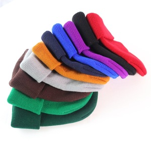 Multi Colors Beanies Weibliche Mädchen Einfarbige Mütze Warme Motorhaube Casual Cap Cold Hat Custom Blank Gestrickte Plain Winter hüte - Product Image 1