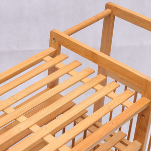 Bamboo <b>Shoe</b> Rack 4 Layers <b>Space</b> <b>Saving</b> Standing Type For Bathroom <b>Storage</b> - Product Image 4