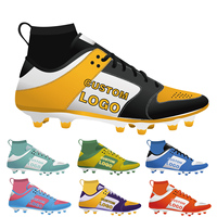Toptan özelleştirilmiş yüksek ayak bileği erkek futbol ayakkabıları beş kişi çim futbol Cleats Trendy stil sonbahar ve kış sezonu için