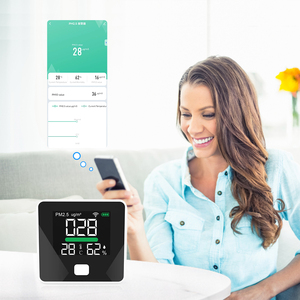 Détecteur de qualité de l'air de bureau avec écran LED, batterie rechargeable 1000 mAh, moniteur de poussière PM2.5, ventilateur intégré, application Tuya Wifi, OEM - Product Image 6