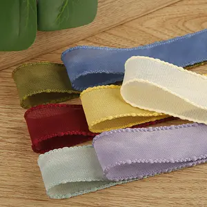 Ruban de bord de couleur unie personnalisé pour vêtements chaussures nœud floral bricolage accessoires de cheveux pour enfants matériel <span class=keywords><strong>bande</strong></span> de <span class=keywords><strong>gaze</strong></span> de neige en polyester - Product Image 2
