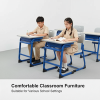 Petit bureau d'école en métal, mobilier pour enfants, bureau combiné, mobilier de classe, ensembles réglables pour étudiants, ensemble de bureau et de chaise pour étudiants