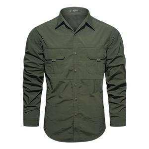 Camisa Tática de Manga Longa para Outono e Inverno, Respirável, Antibacteriana, com Múltiplos Bolsos, Secagem Rápida em Poliéster/Nylon - Product Image 1