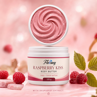 Crème corporelle fouettée à la framboise botanique certifiée GMPC, mélange de beurre de karité, hydratation intense pour femmes adultes