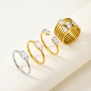 Stackable Luxury Stainless Steel Rings for Women 18K Gold Plated Cubic Zirconia Waterproof Tarnish Free Ring Jewelry Accessories - Product Image 5