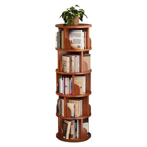 Étagère à livres rotative à 360 degrés en bois massif, bibliothèque d'<span class=keywords><strong>angle</strong></span>, étagère de rangement pour salon, chambre, bureau, gain de place - Product Image 1