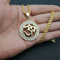 Hip Hop OHM Hindou Bouddhiste AUM OM Glacé Yoga Inde Sport De Plein Air Étanche En Acier Inoxydable Bijoux Pendentif Colliers Hommes