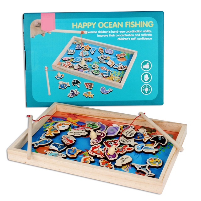 New Design Wooden Magnetic Fishing Game Toy for Kids