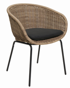 Modern Steel Frame Outdoor Bucket Chair with <b>Cushion</b>-Set of 2 Weather-Resistant for Restaurant & Hotel Use - Product Image 1