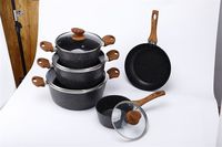 Ustensiles de cuisine en aluminium granit antiadhésif, casseroles avec revêtement marbré, poêles à induction, casserole à lait, casserole en pierre