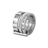 Bagues en acier inoxydable tendance rétro exagérées, bijoux pour femmes plaqués or 18 carats avec pierres numériques romaines