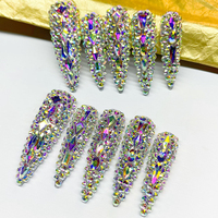 Vente en Gros Luxe Brillant Rose 24 Ongles à Coller Design Acrylique 3D Couleur Pure Faux Ongles Personnalisés