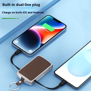 K106 portatile Mini portachiavi Power Bank con doppia linea di emergenza LI-polimero batteria Mini accendisigari doppio cavo di ricarica - Product Image 3