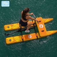 Vélo aquatique à pédales à pontons plats 1 personne, cadre en aluminium avec tapis flottant avant, faible résistance, pliable, pour complexe hôtelier, de Chine Lumark