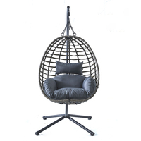 Fauteuil Suspendu Hamac en Rotin pour Extérieur, Ensemble de Meubles de Jardin avec Support