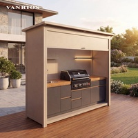 VANRIOS Cuisine extérieure en aluminium avec barbecue, tailles personnalisées, résistante aux intempéries, avec porte électrique et abri