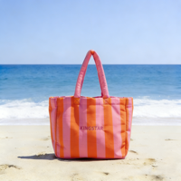 Sac de plage imperméable en tissu éponge rayé pour femme avec logo, taille personnalisée, sac fourre-tout en tissu éponge pliable et gonflé pour le shopping