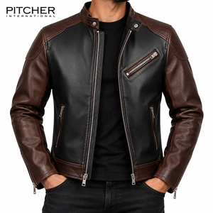 Wholesale <b>Leather</b> <b>Jackets</b> <b>for</b> <b>Men</b> <b>Mens</b> <b>Leather</b> Bomber <b>Jacket</b> Custom Logo Low MOQ US Sizes S-XXL USA Factory - Product Image 1