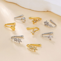 ZUOLA Vente en gros Manchette de nez en laiton en forme de U avec zircone cubique, anneau de nez en forme de cœur, clip de nez non-percable pour femme, bijoux de mode