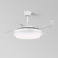 Ventilador de techo decorativo inteligente sin aspas con limpiador de ratán, fuente de luz LED, cubierta de escape de Motor de CC, Kit de fandelier de conversión
