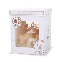 Boîte d'emballage cadeau pliable en cuir-papier personnalisé avec fenêtre pour gâteau, dessert, pâtisserie, gaufrage, feuille de sushi, bougie