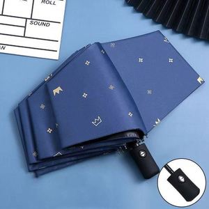 Parapluie pliant entièrement automatique à trois volets, protection UV, avec dorure en forme de cœur, promotionnel, pour la pluie - Product Image 3