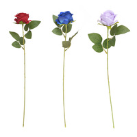 Neues Valentinstag-Geschenk Rote Samt-Rose Künstliche Einzelstiel-Rose für Zuhause Muttertag Hochzeitsdekorationen