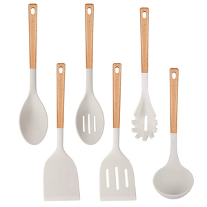 Wooden Handle Silicone Spatula Heat Resistant Kitchen Utensil For Non Stick Pan Stir Fry Soup Ladle Frying Spoon - Product Image 3