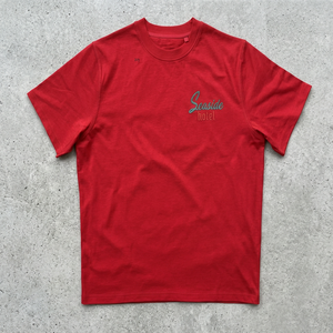 T-shirt rouge à manches longues pour homme, style hip-hop, avec motif lettres vierges, col rond décontracté, en tissu éponge, anti-UV - Product Image 3