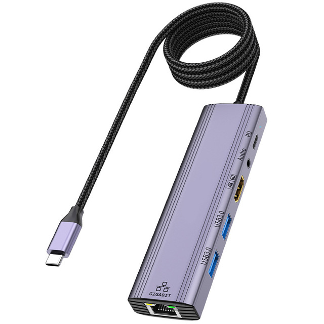 6-in-1 USB C Hub Multiport Adapter 4K@60Hz High Speed Data Transfer 100W PD Charging for Laptop