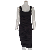 Venta caliente Vestido de alta calidad Mujeres Estilo elegante Vendaje Fruncido Midi Frente abierto Sin espalda Vestido sexy