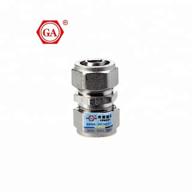 GA-3809 Qiai Socket Female Male 16-32MM Compression Fittingbrass compression fittings and brass nickel plating for water